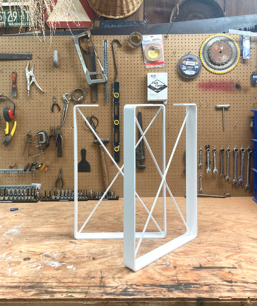 White Dining Table Legs/Flat Steel/Cross Brace
